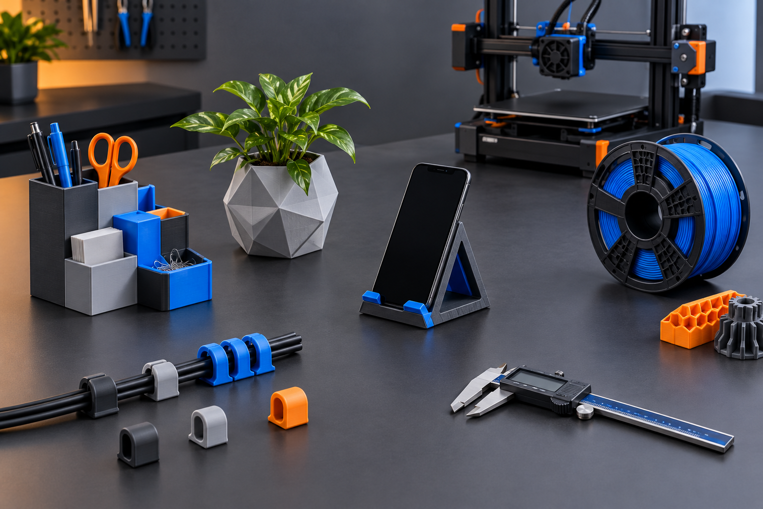 3D printed products arranged for product hotspots