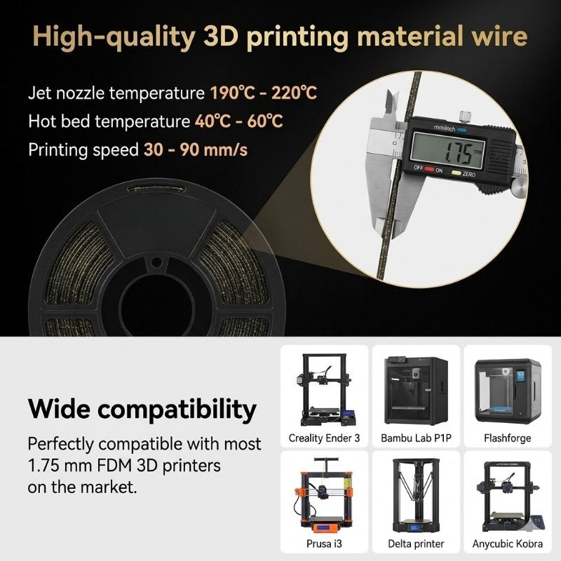 Black & Gold Glitter PLA Filament – photo 6