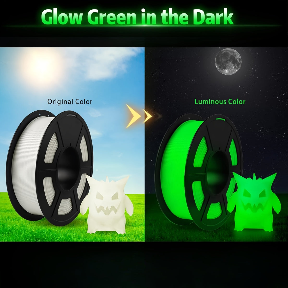 Glow in the Dark PLA Filament, Glow Green – photo 3
